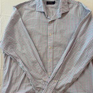 Polo by Ralph Lauren Men's Blue and Pink Plaid Shirt